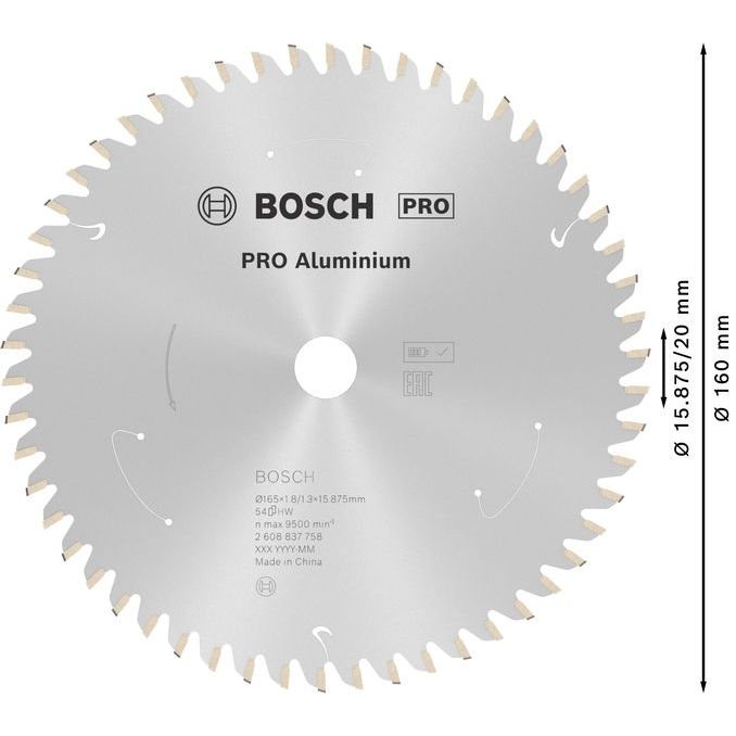 Bosch - Kreissägeblatt PRO Aluminium cordless 2608837758 Kreissägeblatt 165 x