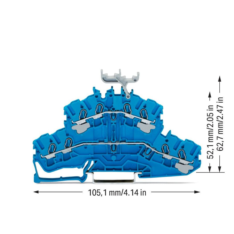 WAGO - Durchgangs-Reihenklemme 4-Leiter-Doppelstockklemme 2002-2434 N/N,blau − 50 Stück