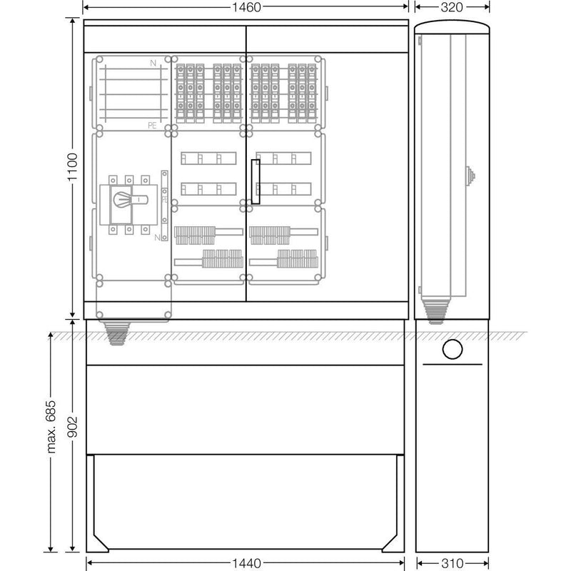 Hensel - Verteilerschrank für Energieversorgung Ladeverteiler Mi EV 11kW 12110 f.12 Ladep. a 11kW