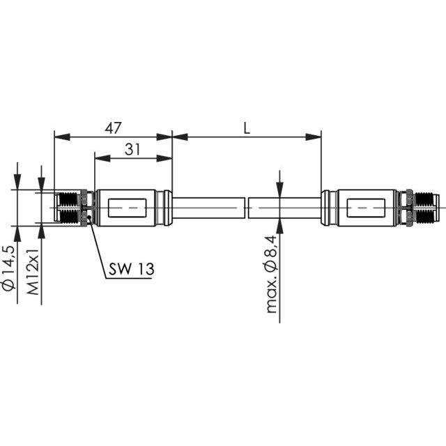 Telegärtner - Konfektionierte Leitung für steckbare Gebäudeinstallation STX M12x1-M12x1 VL 100017183 X-kod. Cat.6A(IEC)