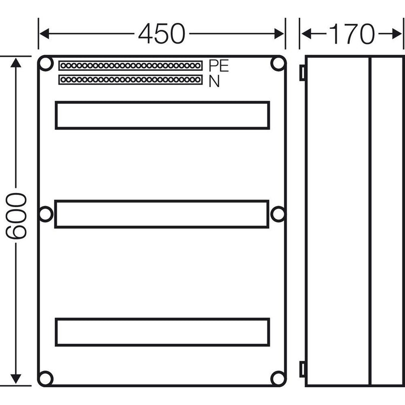 Hensel - Installationskleinverteiler Mi-Automatengehäuse Mi 1654 54TE(3x18x18mm) IP65