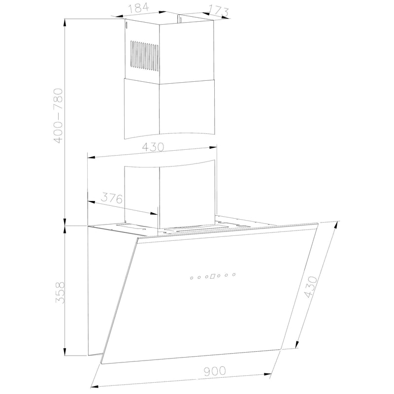 Amica - Dunstabzugshaube Kaminhaube KHF 694 730 S HC HoodConnect Pro,90cm