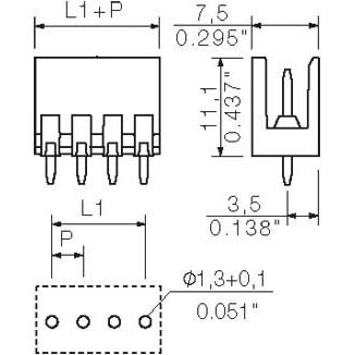 Weidmüller - Leiterplattensteckverbinder Klemmleiste SL3.5/02/180G3.2SNOR − 100 Stück