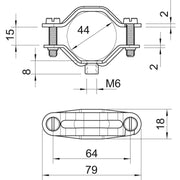 OBO Bettermann - Befestigungsschelle für Kabel/Rohre Abstandsschelle 2072 M6 G galv.vz − 25 Stück