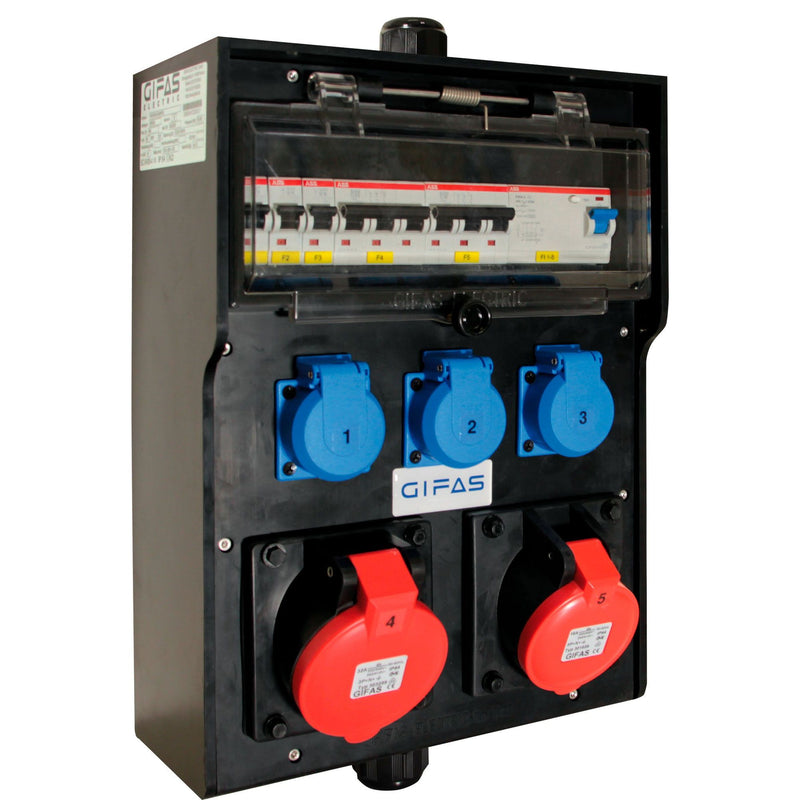 Gifas Electric - CEE-Steckdosen-Kombination (IEC 60309) Vollgummi-Wandverteiler 741103C63.003PU66