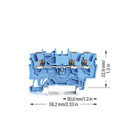 WAGO - Durchgangs-Reihenklemme 3-Leiter-Durchgangsklemme 2201-1304 1,5qmm, blau − 100 Stück
