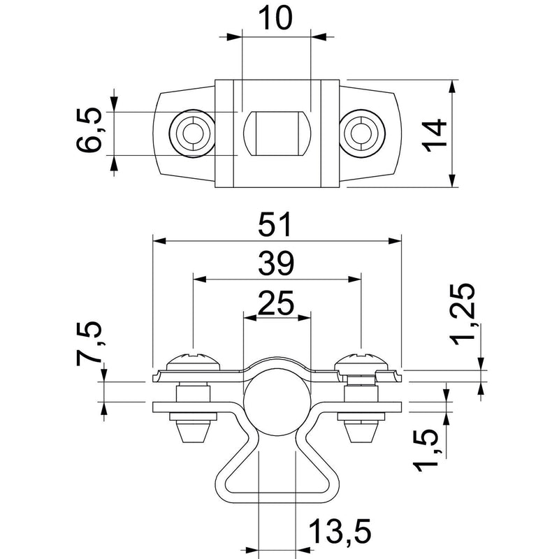 OBO Bettermann - Befestigungsschelle für Kabel/Rohre Abstandschelle ASL 733 25 A4 mit Langloch 20-25mm − 25 Stück