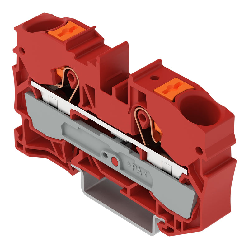 WAGO - Durchgangs-Reihenklemme 2-Leiter-Durchgangsklemme 2210-1203 Drücker,10 mm²,rot − 25 Stück