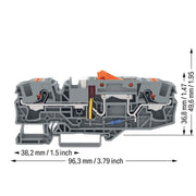 WAGO - Trenn- und Messtrenn-Reihenklemme Erdleiter-Trennklemme 2206-1671/1000-850 orange,grau − 25 Stück