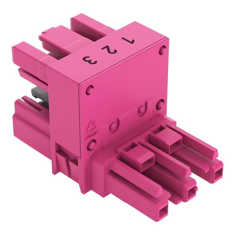 WAGO - Kompaktverteiler für steckbare Gebäudeinstallation h-Verteiler,3-polig,Kod. B 770-1766 pink − 50 Stück