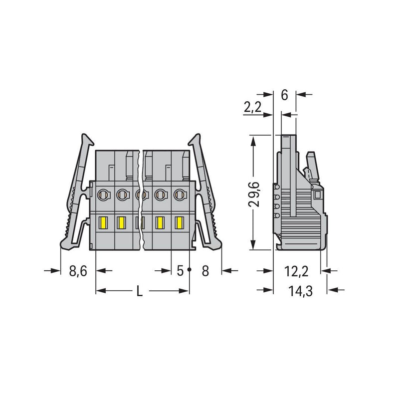 WAGO - Kabelsteckverbinder für Leiterplattensteckverbinder 1-Leiter-Federleiste 231-113/037-000 CAGECLAMP,2,5 mm²,gr − 25 Stück
