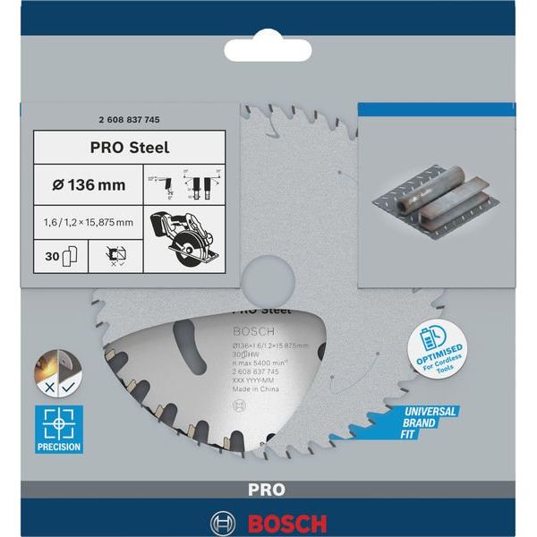 Bosch - Kreissägeblatt PRO Steel cordless 2608837745 Kreissägeblatt 136 x