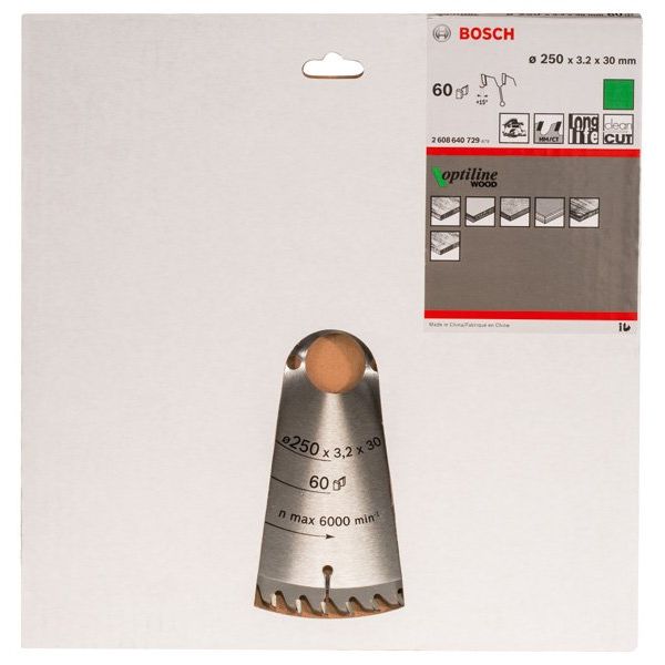 Bosch - Kreissägeblatt PRO Wood Kreissägeblatt, 2608640729 250 x 3,2 x 30 mm