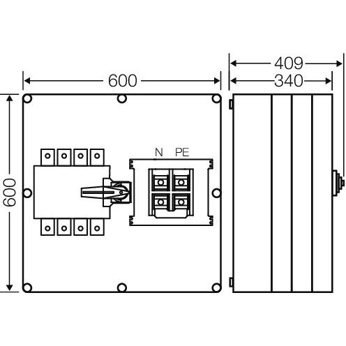 Hensel - Lasttrennschalter Mi-Lastumschaltergehäuse Mi 7884 630A 4polig + PE