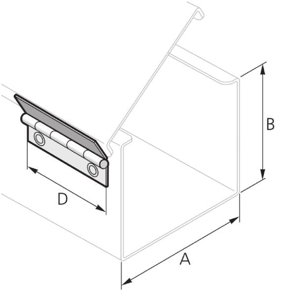 Pflitsch - Oberteil für Leitungsführungskanal Deckelscharnier DS 60 S 60mm verzinkt − 25 Stück
