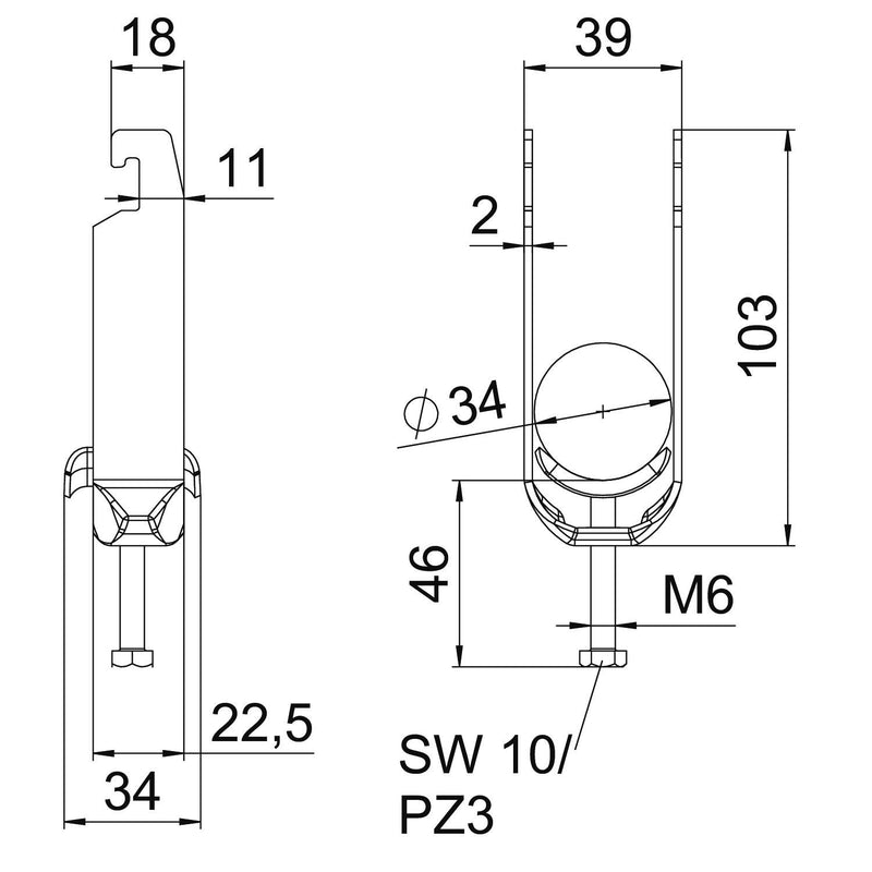 OBO Bettermann - Bügelschelle BS-U2-M-34 FT 2-fach − 50 Stück