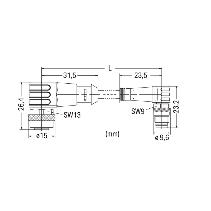 WAGO - Konfektioniertes Sensor-Aktor-Kabel Sensor-/Aktorleitung M12A 756-5504/030-010 Bu.,w.,M8-St.,w. − 1 Stück