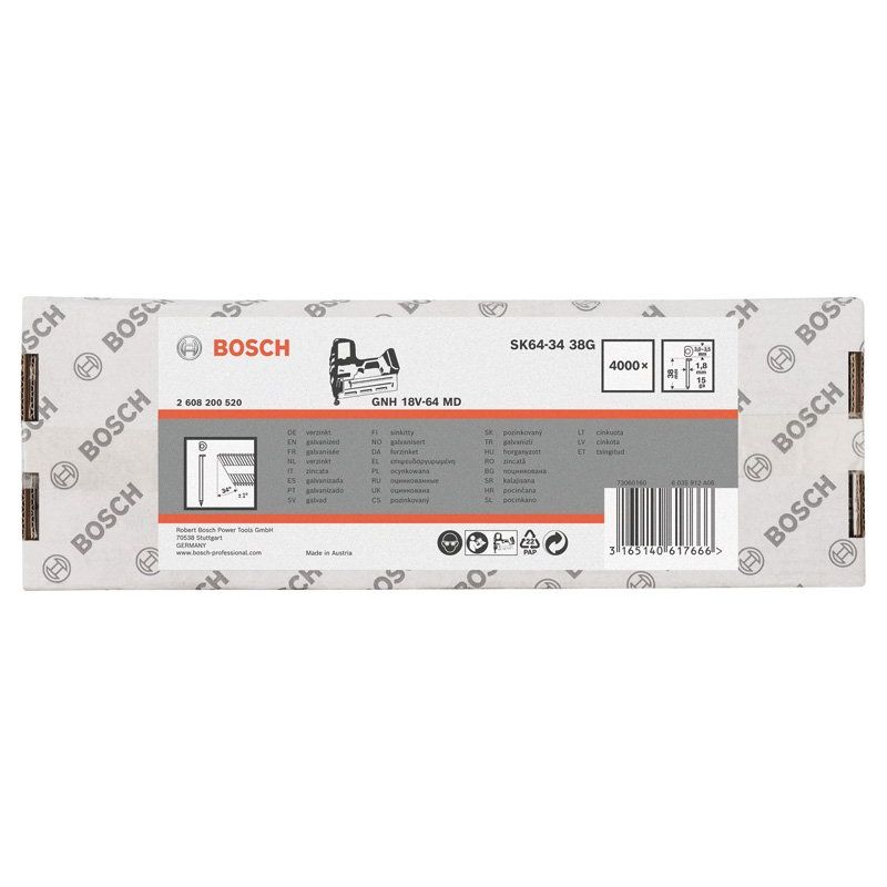 Bosch - Zubehör und Werkzeuge für Druckluft DA Senkkopf-Stift SK64-34 2608200520 38G 1,8mm 38 mm