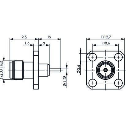 Telegärtner - Koax-Steckverbinder SMA-Einbaubuchse 50Ohm AU 100024702 MIT FLANSCH 305 − 5 Stück