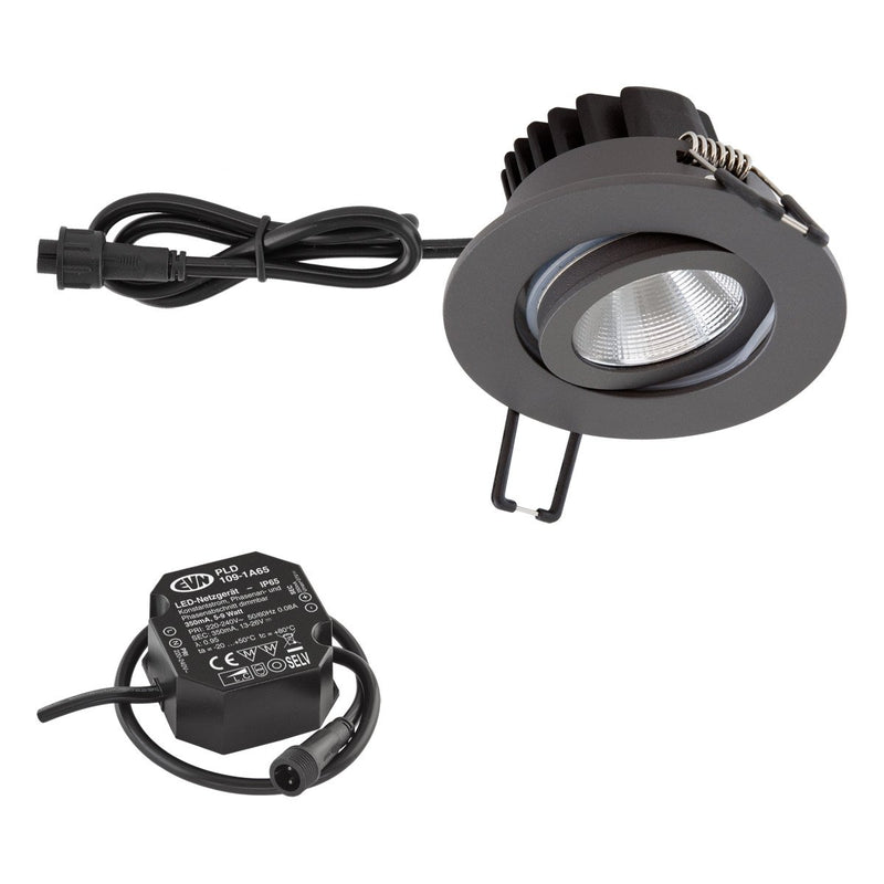 EVN Lichttechnik - Downlight/Strahler/Flutlicht LED-Deckeneinbauleuchte PCE650N61602 3000K V4A anth