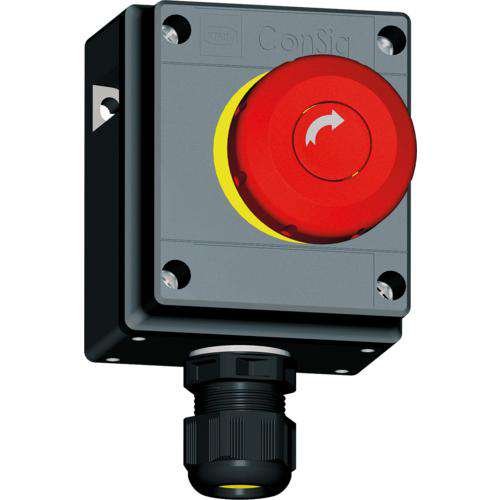 Stahl - Befehls- und Meldegeräte-Kombination im Gehäuse Pilzsperrtaster NotAus EEx 8040/1180X-15L07SA05 690V/AC,16A,IP66,rot 
