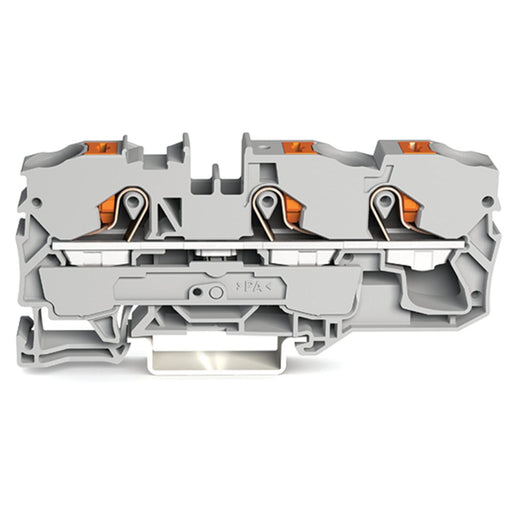 WAGO GmbH & Co. KG - Durchgangs-Reihenklemme 3-Leiter-Durchgangsklemme 2210-1301 10qmm, grau − 25 Stück