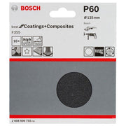 Bosch - Schleifpapier/Schleifvlies PRO F355 Schleifblatt, 125 2608606755 mm, G60, 10-tlg