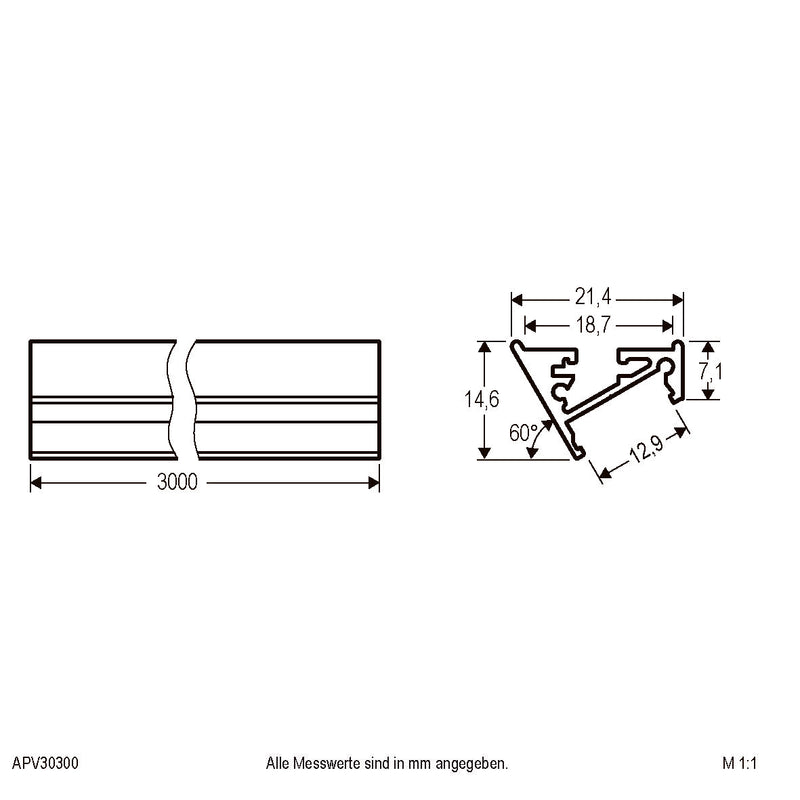 EVN Lichttechnik - Mechanisches Zubehör/Ersatzteile für Leuchten Alu-Profil APV30300 300cm-Alu eloxiert