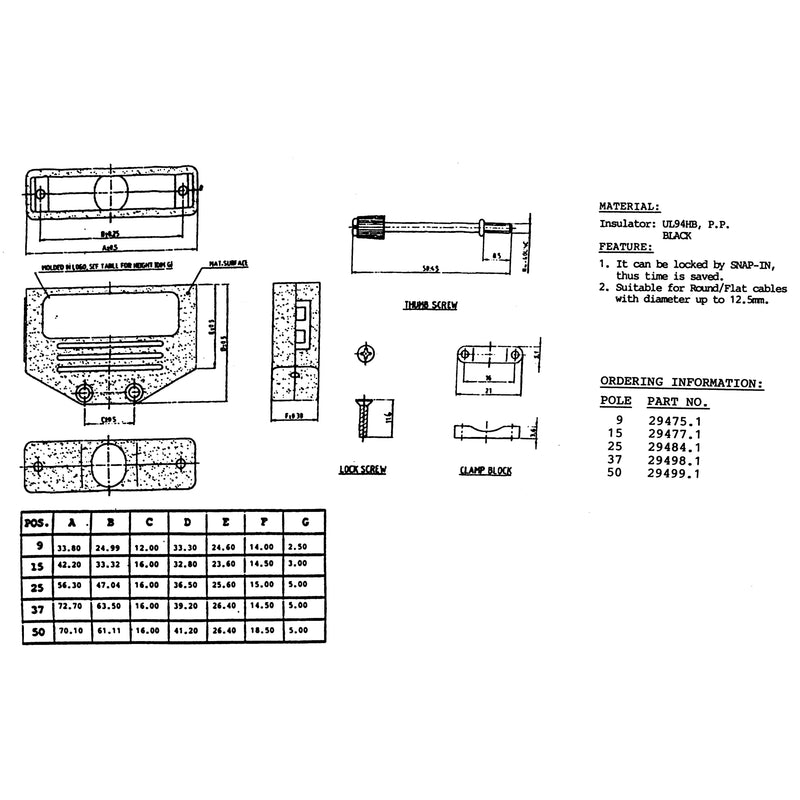 EFB-Elektronik - D-Sub-Haube Flip-Top Haube sw 29484.1 25-polig − 50 Stück