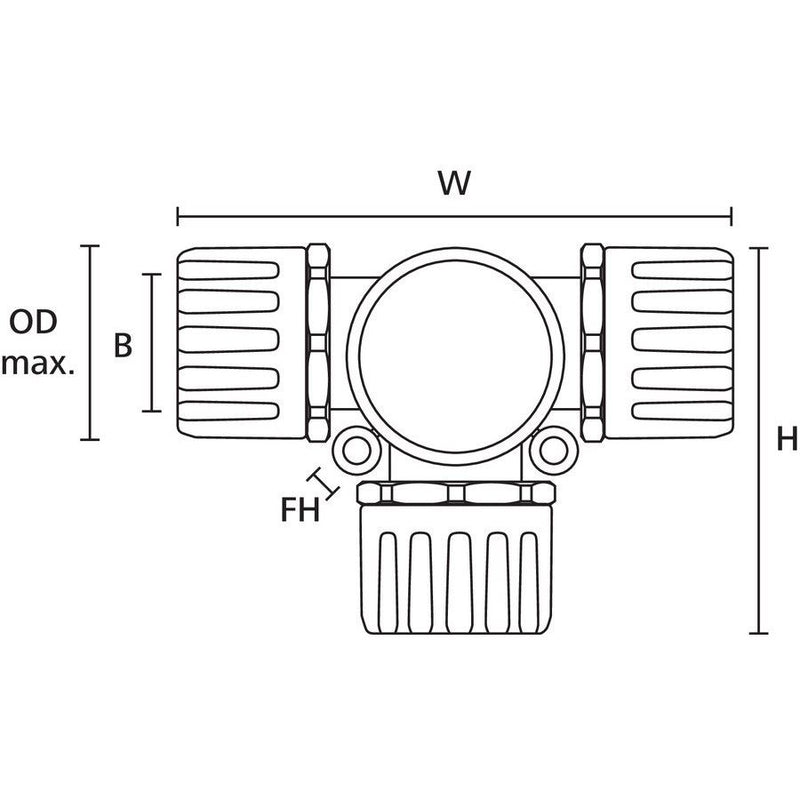 HellermannTyton - Verbinder für Wellschläuche Kunststoffverschraubung HG34TPA66BK(2) T-Verteiler schwarz − 2 Stück