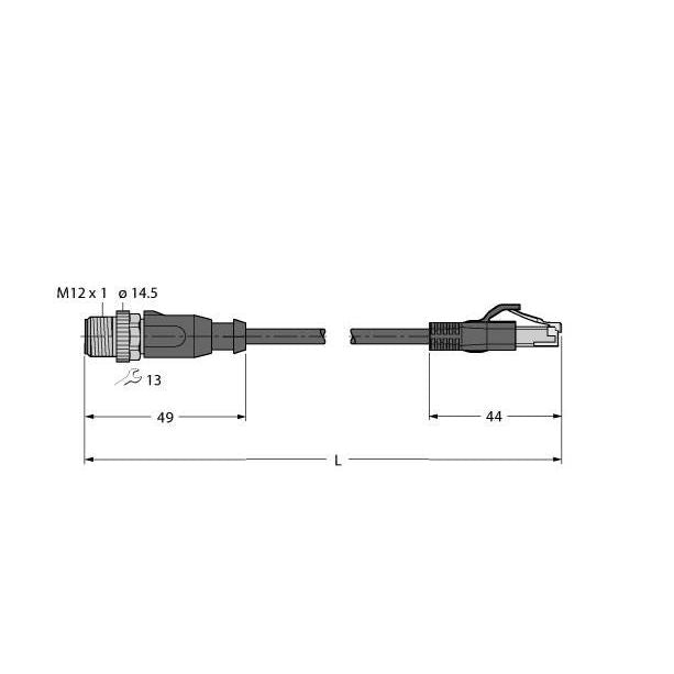 Turck - Rundsteckverbinder, feldkonfektionierbar (Industriesteckverbinder) Verbindungsleitung RSSD-RJ45S-4414-5M − 1 Stück