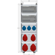 Mennekes - CEE-Steckdosen-Kombination (IEC 60309) Steckdosen-Kombination 951994 650x225mm 32A IP44