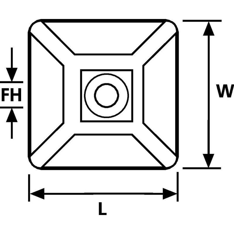HellermannTyton - Befestigungssockel und -element für Kabelbinder Befestigungssockel MB4CA-N66-NA-C1 − 100 Stück