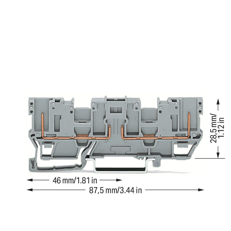 WAGO - Durchgangs-Reihenklemme 2-Pin-Basisklemmenblock 769-162/769-313 grau − 10 Stück