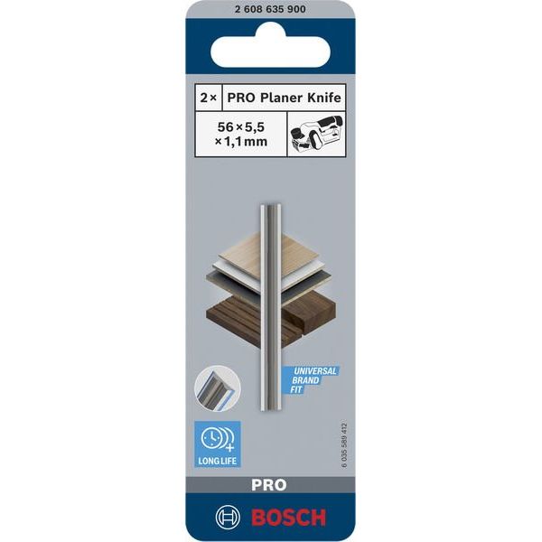 Bosch - Zubehör/Ersatzteile für Hobel PRO Hobelmesser, 56 x 5,5 2608635900(VE2) x 1,1 mm, 2 Stk