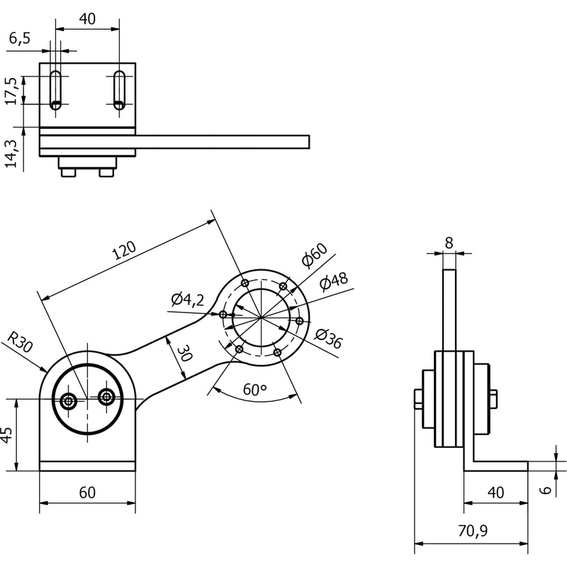 Ipf Electronic - Zubehör/Ersatzteile für Befehlsgeräte Zubehör, Federarm AV000146 180x66x75mm, Alu