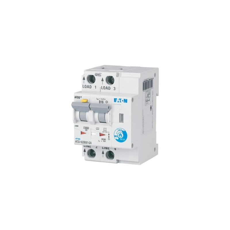 Eaton - Kombination FI-Schalter/Leitungsschutzschalter mit Zusatzeinrichtung Brandschutzschalter AFDD-16/2/B/001-G/A 2p,B,16A,10mA,TypG/A
