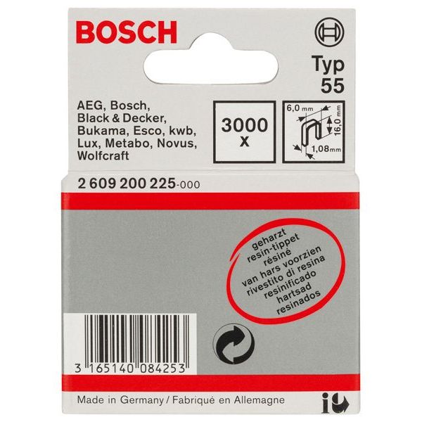 Bosch - Heftklammer Schmalrückenklammer Typ 2609200225 55 geharzt 6 x 1,08