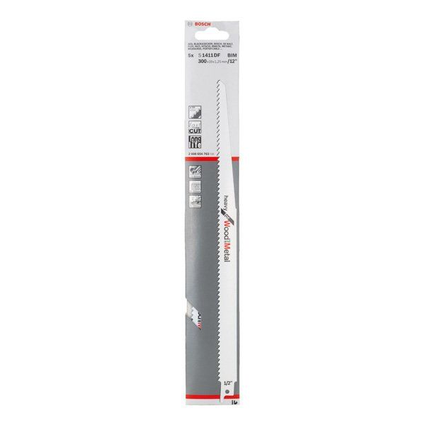 Bosch - Säbelsägeblatt Heavy for Wood and 2608654763 Metal, 5er-Pack