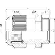Jacob - Kabelverschraubung K345-1025-01 PERFECT silbergrau − 50 Stück
