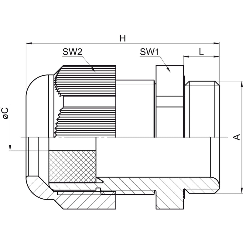 Jacob - Kabelverschraubung K345-1025-01 PERFECT silbergrau − 50 Stück