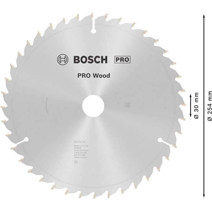 Bosch - Kreissägeblatt PRO Wood Kreissägeblatt, 2608640435 254 x 2 x 30 mm, Z40