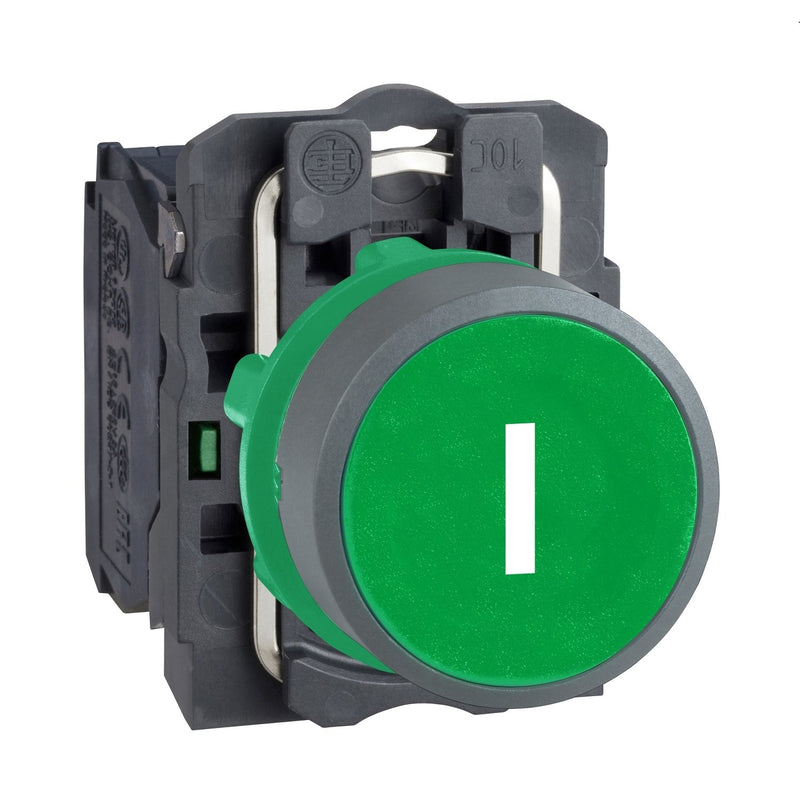 Schneider Electric - Drucktaster, Komplettgerät Drucktaster komplett XB5AA3311C0 gn, 22mm, 1S, grau