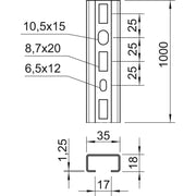 OBO Bettermann - Stiel/Profilschiene Profilschiene CML3518P1000A2 Schlitzweite 17mm