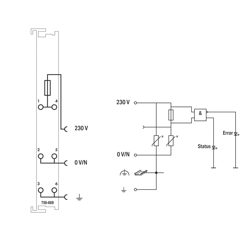 WAGO - Feldbus, Dez. Peripherie - Einspeise- und Segmentmodul Potentialeinspeisung 750-609 DC230V Sicherungsh