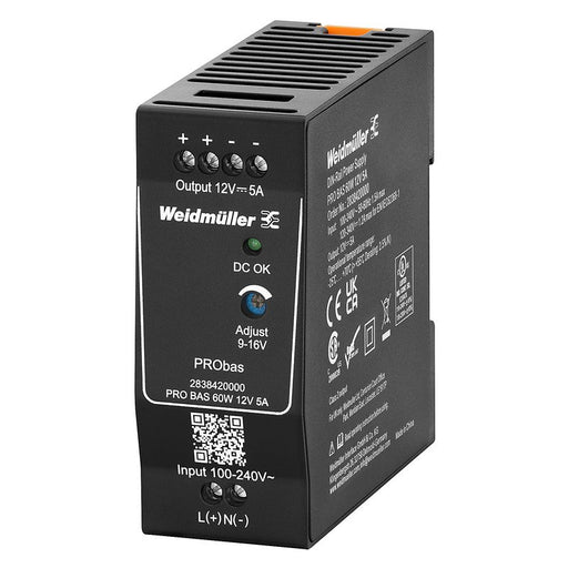 Weidmüller - Gleichstromversorgung Stromversorgung 12V DC PRO BAS 60W 12V 5A 5A, Schraubanschl. − 1 Stück