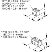 Kleinhuis - Ein- und mehrpolige Klemmenleiste Anschlussklemme 116D.G Porzellan ws − 25 Stück
