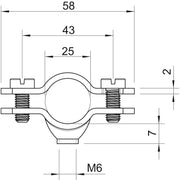 OBO Bettermann - Befestigungsschelle für Kabel/Rohre Abstandschelle 731 W 25 G galv.vz − 50 Stück