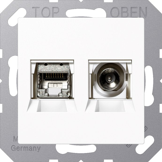 Jung - Einsatz/Abdeckung für Kommunikationstechnik Multimediadose MMD A 4521 WW