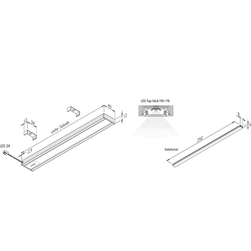 Hera - Decken-/Wandleuchte LED Top-Stick FIR 61001425203 600mm nw